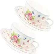 Zerodeko 1Set Bone China Coffee Cup Set with Saucer Unique Festival Tea and Fashionable Design and Heat Resistant for Friends and Family