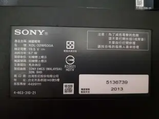 (故障) SONY 液晶電視 KDL-32W600A 當報廢賣。