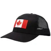 Canada Flag Hat for Men and Women - Snapback Trucker Mesh Baseball Cap (Black)