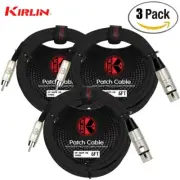 3-PACK Kirlin 6FT XLR Female to RCA 24AWG Patch Cable MP-486 PR-06/BK