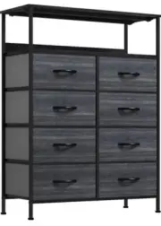 8-Drawer Fabric Dresser with Shelves/Chest Organizer Storage with Fabric Bins