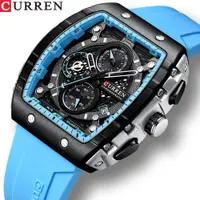在飛比找蝦皮購物優惠-Curren Sports 獨特方形手錶帶大錶盤休閒石英矽膠