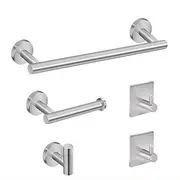 Stainless Steel Clothes And Hats Hook Bathroom Creative Roll Paper Towel Rack Single Pole Towel Rack Set Hook Five Piece Set