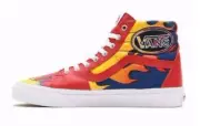 Vans SK8-Hi Racer Red Blue Flames Skateboard Shoes Men's Size 9.5