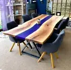 Dark Blue Epoxy Table, Costume Wooden table, Wooden Coffee Table, Console Table.