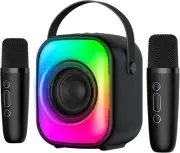 Mini Karaoke Machine with Two Wireless Microphones, Portable Bluetooth Speake...
