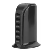 30W Multi 6 Port Usb Charger 6A Rapid Charging Station Desktop Travel Hub Black Plug Type Usb Cables Hubs & Adapters