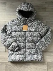 NORTH FACE GIRLS REVERSIBLE HYALITE DOWN JACKET, GRAY, LEOPARD, NWT, L (14/16)