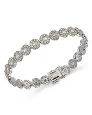 Bloomingdale's Fine Collection Diamond Round & Baguette Halo Link Bracelet in 14K White Gold, 5.0 ct. t. w.