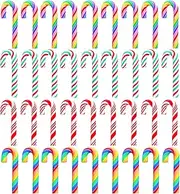 100Pcs Clay Candy Canes Red White Candy Canes Christmas Candy Cane Faux Candy Cane Christmas Stick Mini Polymer Soft Clay DIY Decoration for Nail Art Kit DIY Cake Food（3CM-4Color）
