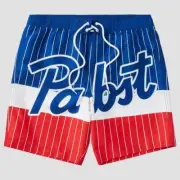 NWT Men's Pabst Blue Ribbon 8.5" Broad Swim Shorts - White S
