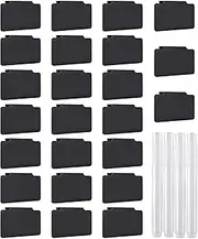 Clip-on Basket Labels - 24 Pack Basket Tags, Labels, Dry Erase Basket Labels with 4 White Chalk Markers | Storage Container Labels for Kitchen, Pantry, Bathroom, Storage