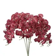 6Pcs 41" 9 Heads Artificial Orchid Stems Faux Phalaenopsis, Black Red