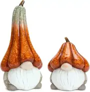 Melrose Set of 2 Terra Cotta Gnome with Pumpkin Hat 83472DS