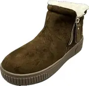 [Peanuts] Women's Fashion Boots, Suede, Boa, Short, Snoopy, Warm, Autumn/Winter, Side Zipper, Shoes