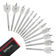 BEHAPPY 13 Piece Spade Drill Bit Set, Wood Drill Bit Set, Paddle Flat Bit Sets f