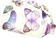 [FVQL] 2 Pcs Bouffant Caps with Sweatband, Scrub Cap with Buttons, Floral Pattern Butterflies Colorful