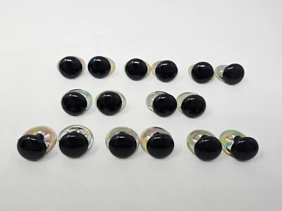 8 pr VTG Zims 18mm Round Black Flat Domed Plastic Safety Eyes Crochet Craft Doll