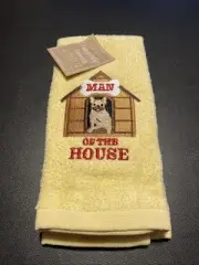 Set Of 2 NIP French Bulldog Kitchen Fingertip Towels FRENCHIE “Man Of The House”