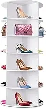6 Tier Rotating Shoe Rack Tower, Free Standing 360° Revolving Shoe Organizer, Spinning Shoe Display Lazy Susan, Revolving 360 Shoe Rack Storage Round Carousel