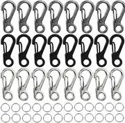 Ouligay 48PCS Tiny Carabiner Clip Mini Carabiner Clip Mini Paracord Hanging Clips Metal Hook EDC Keychain Mini Hanging Buckle Metal Small Spring Snap Hooks for Camera Strap, Flashlight, Backpack,