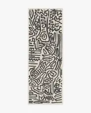 75' x 215' | Machine Washable Runner Rug | Kid & Pet Friendly | Indoor Rug | Freestyle Black & Ivory Rug by Keith Haring | Ruggable