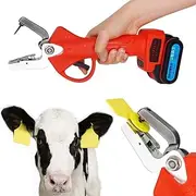 Electric Cordless Ear Tag Pliers Set with 2 X 2000mAh Battery, Universal Livestock Ear Tag Applicator Animal Identification Tools