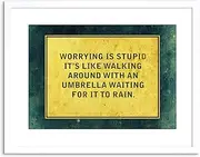 Quote Khalifa Worrying Stupid Umbrella Rain Framed Wall Art Print