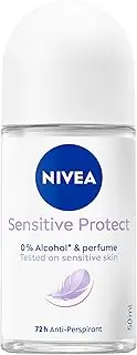 NIVEA Sensitive Protect Anti-Perspirant Roll-On Deodorant 50ml | With Chamomile & Avocado Oil | Prevents Skin Irritation | 72-Hour Sweat Protection | Perfume Free | Deodorant for Sensitive Skin