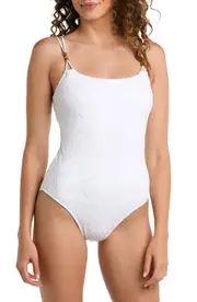 La Blanca Salt Eyelet One-Piece Swimsuit in White at Nordstrom, Size 12