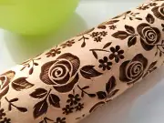 Mini Rolling Pin Engraved Rolling pin Embossed dough roller Roses pattern Cutter