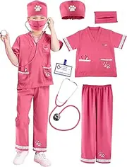 6 Pcs Kids Animal Doctor Costume Set Veterinary Dress Up Clothing for Kids Career Day Halloween Birthday Cosplay