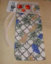 Wine bottle Carry Gift Bag From JEFFERSON'S MONTICELLO Linen Vineyard Print NEW