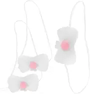BESTYASH 3 Piece White And Pink Plush Fabric Bunny With Elastic For Easter Spring Egg Hunt Costume Accessories