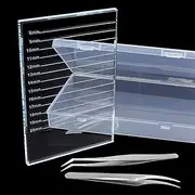 Bigger Lash Tiles for Lash Extension, 3 Pcs Set Glass Eyelash Extensions Pallet Kit, Crystal Lash Tray with Case, False Lash T, 5.9 x 3.9 x 0.3In