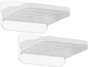 TEHAUX 2pcs Transparent Small Floating Shelves Plastic Camera Wall Mount Shelf Wall Speaker Floating Shelves Camera Holder Shelf