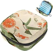 Period Bag,Sanitary Napkin Storage Bag,Bird Flower Japanese Print,Tampon Holder for Purse
