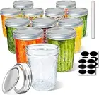 Glass Mason Jars with Airtight Lids, 500ML Flowbyoz Dimond Pattern Quilted Cryst