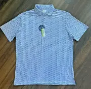 TailorByrd NWT Men's Small Golf Polo Shirt Blue w/ Golf Theme Pattern S NWT