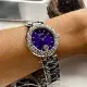 VERSUS VERSACE36mm圓形銀精鋼錶殼紫藍錶盤精鋼銀色錶帶款VV00366