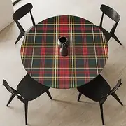 Buffalo Plaid Check Round Outdoor Tablecloth Elastic Waterproof Tablecloth for 36"-42" Tables Checkered Fitted Table Cover for Party Holiday Dining Room Buffet Banquet Dinner Kitchen Indoor