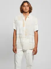 GUESS Eco White Patchwork Shirt Size: XS, Viscose Rayon