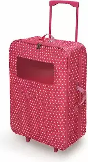 New Pink 18" American Girl Travel Trolley Suitcase Double Doll Sleeping Bag Set