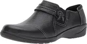 [Clarks] Women's Cheyn Madi Slip-On Loafer, Black Tumbled Leather, 7 US