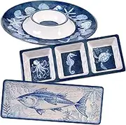 Certified International Oceanic 3 Piece Melamine Hostess Serving Set, Multi Colored