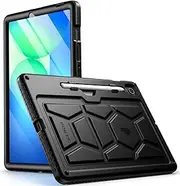 [Poetic] TurtleSkin Series for Samsung Galaxy Tab S9 FE (2023 Release) 10.9 inch Case with S Pen Holder, Heavy Duty Shockproof Kids Friendly Protective Silicone Cover, Black
