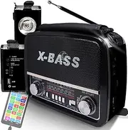 Retoo Retro Radio Bluetooth FM, Nostalgia Radio, Suitcase Radio, Wooden Look, Vintage Radio, Compact System, Supports USB, SD Card Slot, Simple Kitchen Radio for Office, Home, Seniors