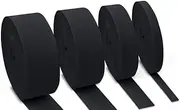 Glarks 6pcs Black Elastic Band for Sewing,1.2mm x 5m x 10/20/30/40mm Spool Sewing Elastic Knitting Band with 2pcs tools for Sewing and Household DIY Crafts Knitted Elastic Spool