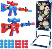 [LURLIN] Shooting Game Toy for Age 6, 7, 8,9,10+ Years Old Kids, Boys - 2pk Foam Ball Popper Air Guns & Shooting Target & 24 Foam Balls - Ideal Gift - Compatible with Nerf Toy Guns