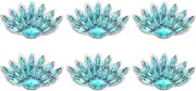 uxcell 6Pcs Handmade Beaded Patches, Peacock Tail Glass Crystal Appliques Sew on Rhinestone Patch for Clothing DIY Sewing Accessories, Light Blue